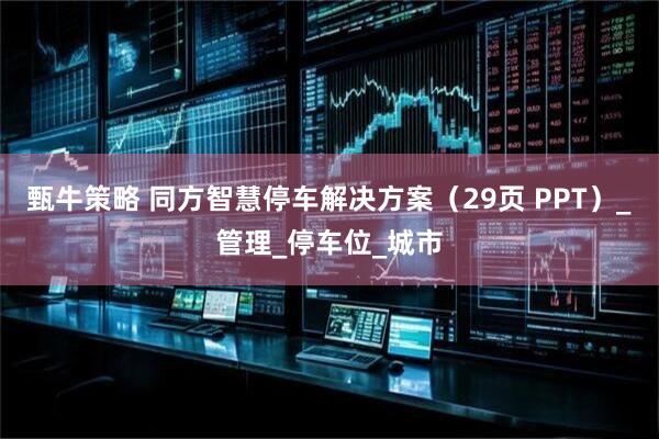 甄牛策略 同方智慧停车解决方案（29页 PPT）_管理_停车位_城市